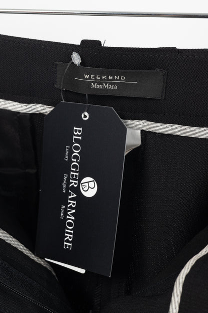 Weekend Max Mara Cigarette Black Wool-Crepe Trousers