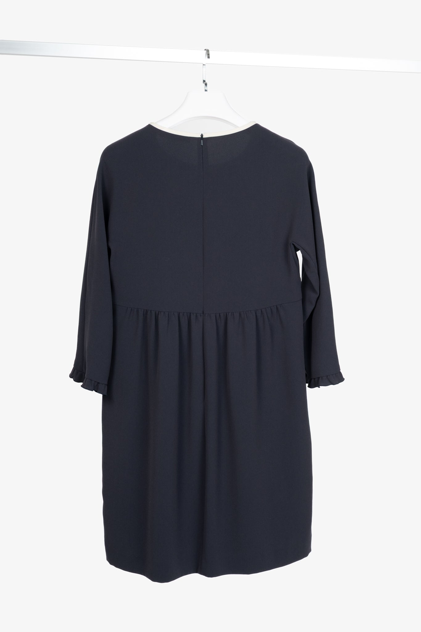 Weekend Max Mara Navy Crepe Ruffle-Cuff Dress