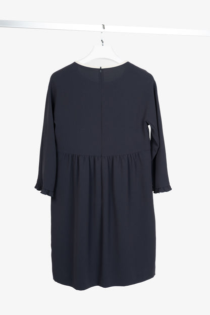 Weekend Max Mara Navy Crepe Ruffle-Cuff Dress
