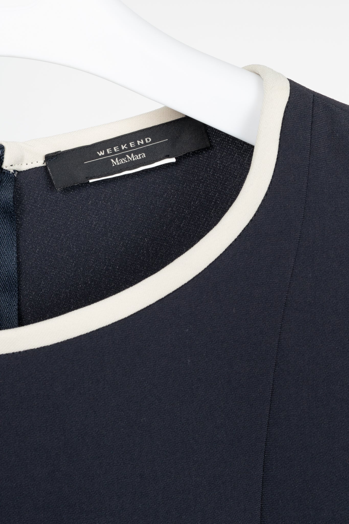 Weekend Max Mara Navy Crepe Ruffle-Cuff Dress
