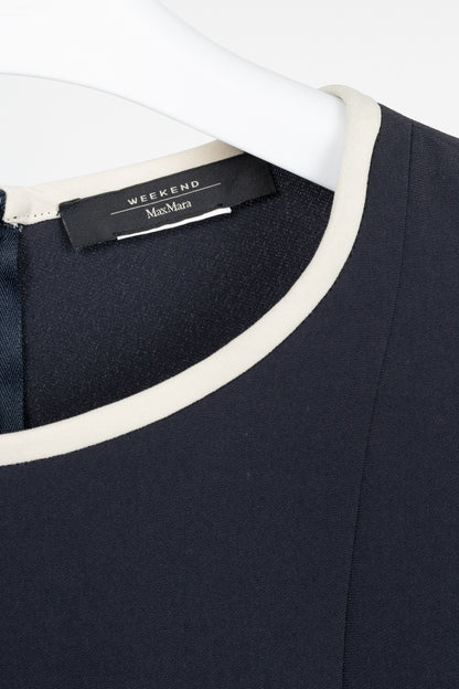 Weekend Max Mara Navy Crepe Ruffle-Cuff Dress