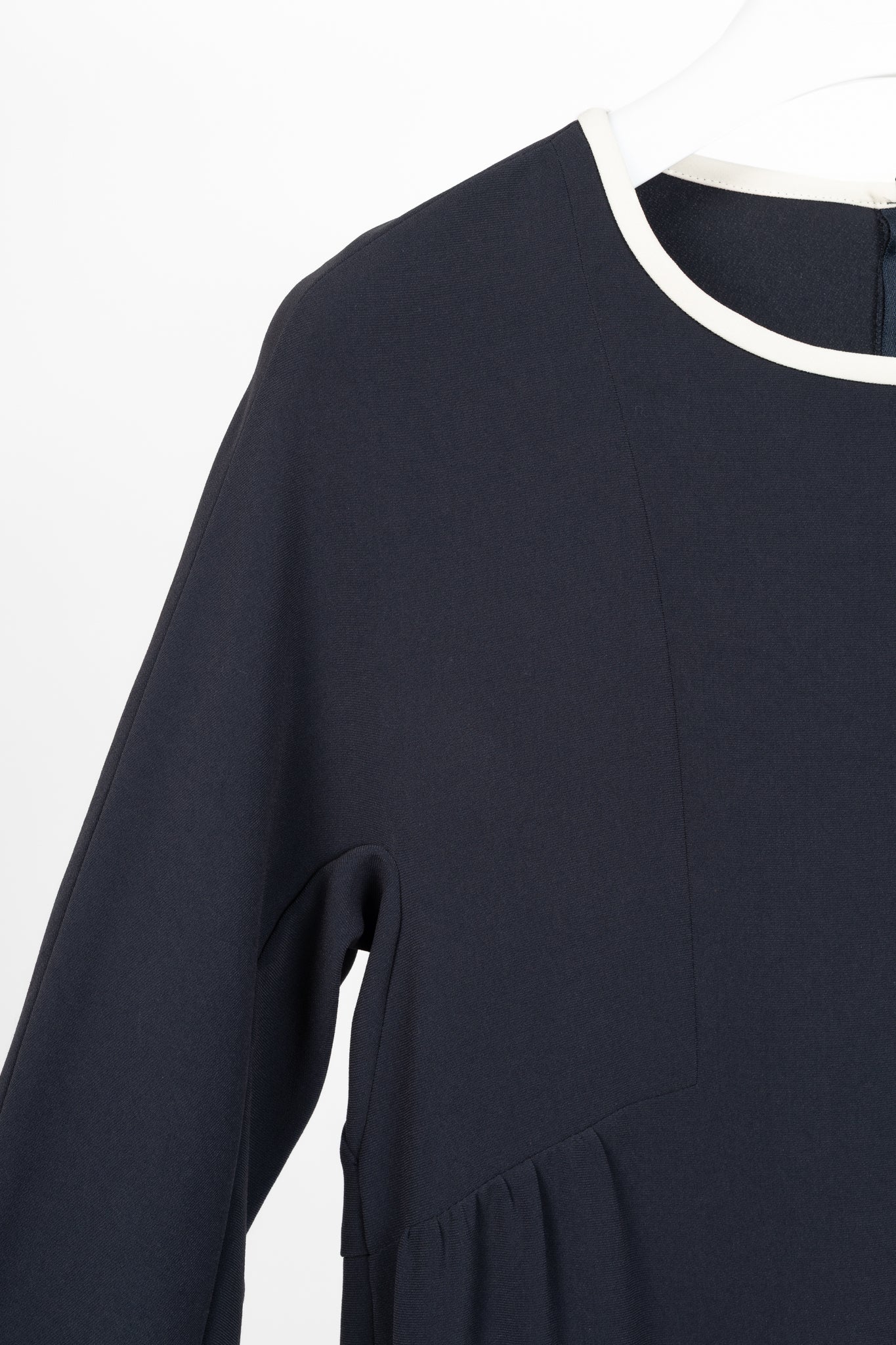 Weekend Max Mara Navy Crepe Ruffle-Cuff Dress