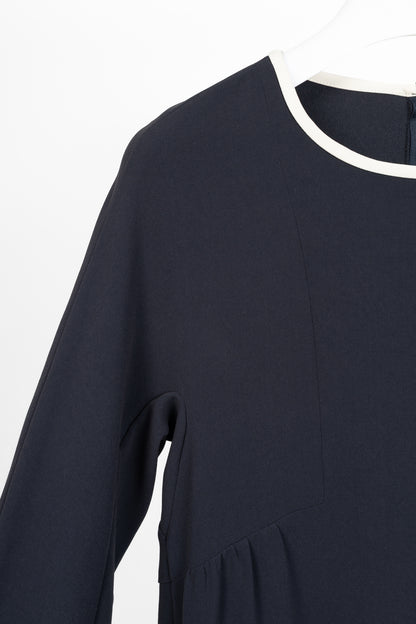 Weekend Max Mara Navy Crepe Ruffle-Cuff Dress