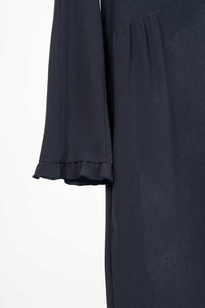 Weekend Max Mara Navy Crepe Ruffle-Cuff Dress
