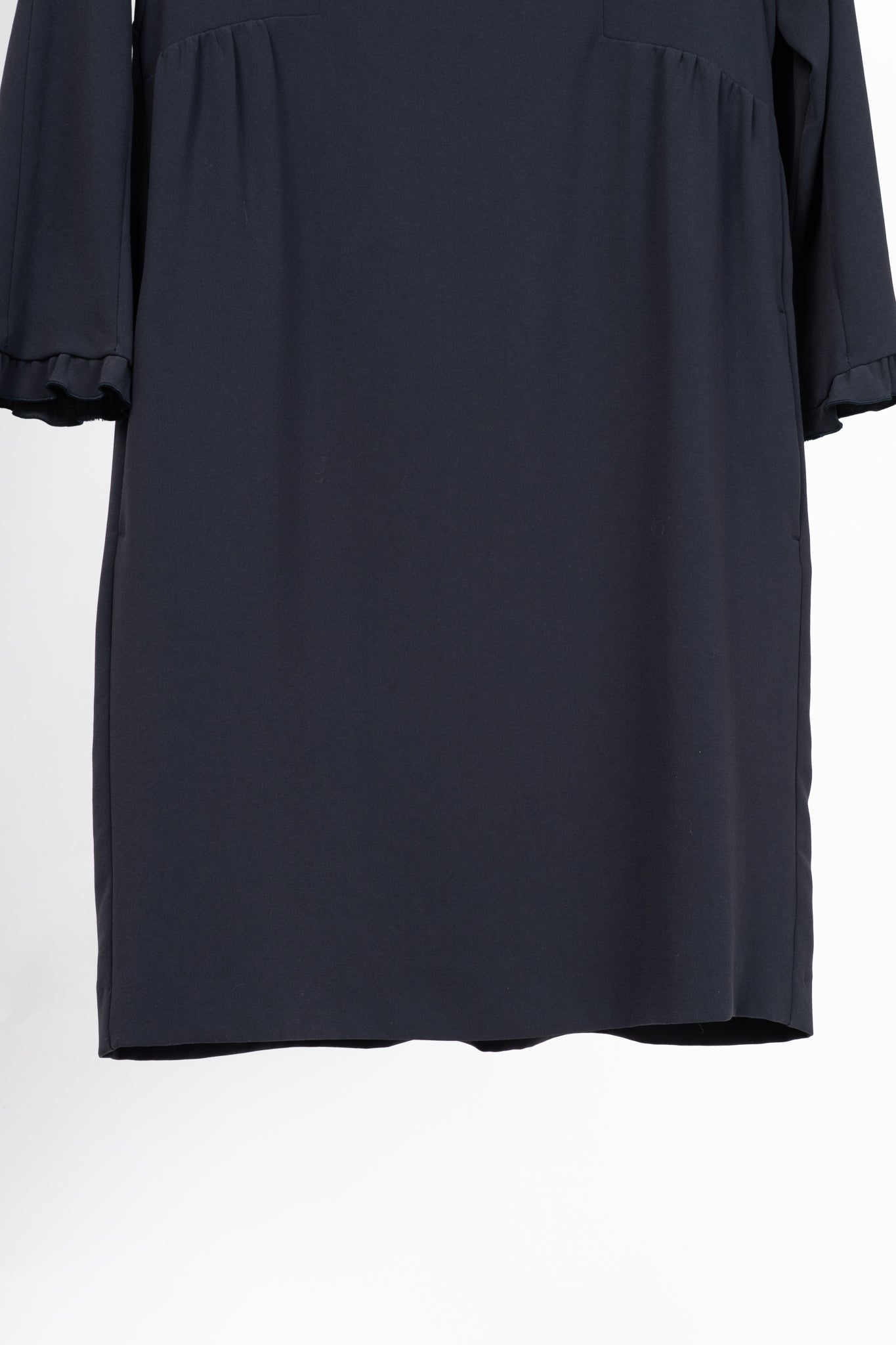 Weekend Max Mara Navy Crepe Ruffle-Cuff Dress