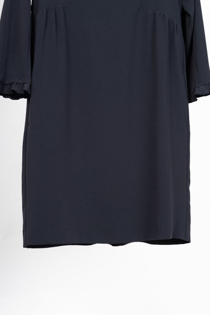 Weekend Max Mara Navy Crepe Ruffle-Cuff Dress