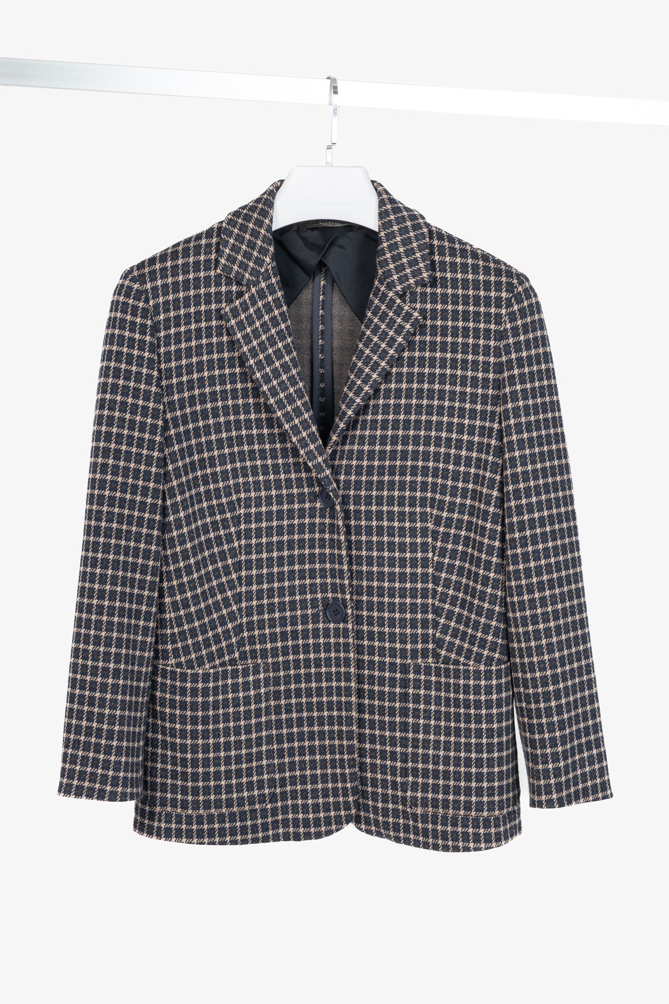 Weekend Max Mara Brown & Navy Plaid Knit Blazer