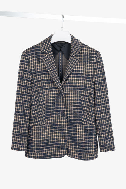 Weekend Max Mara Brown & Navy Plaid Knit Blazer