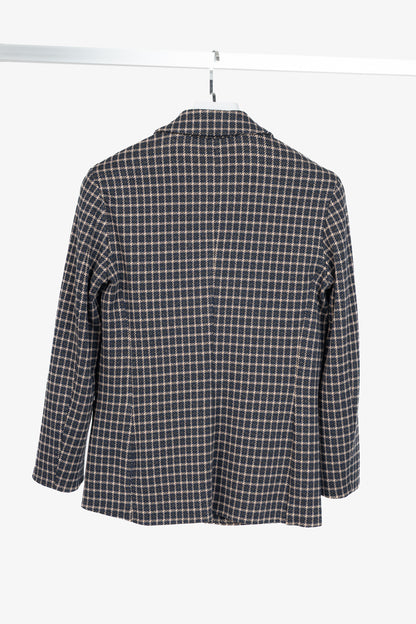 Weekend Max Mara Brown & Navy Plaid Knit Blazer