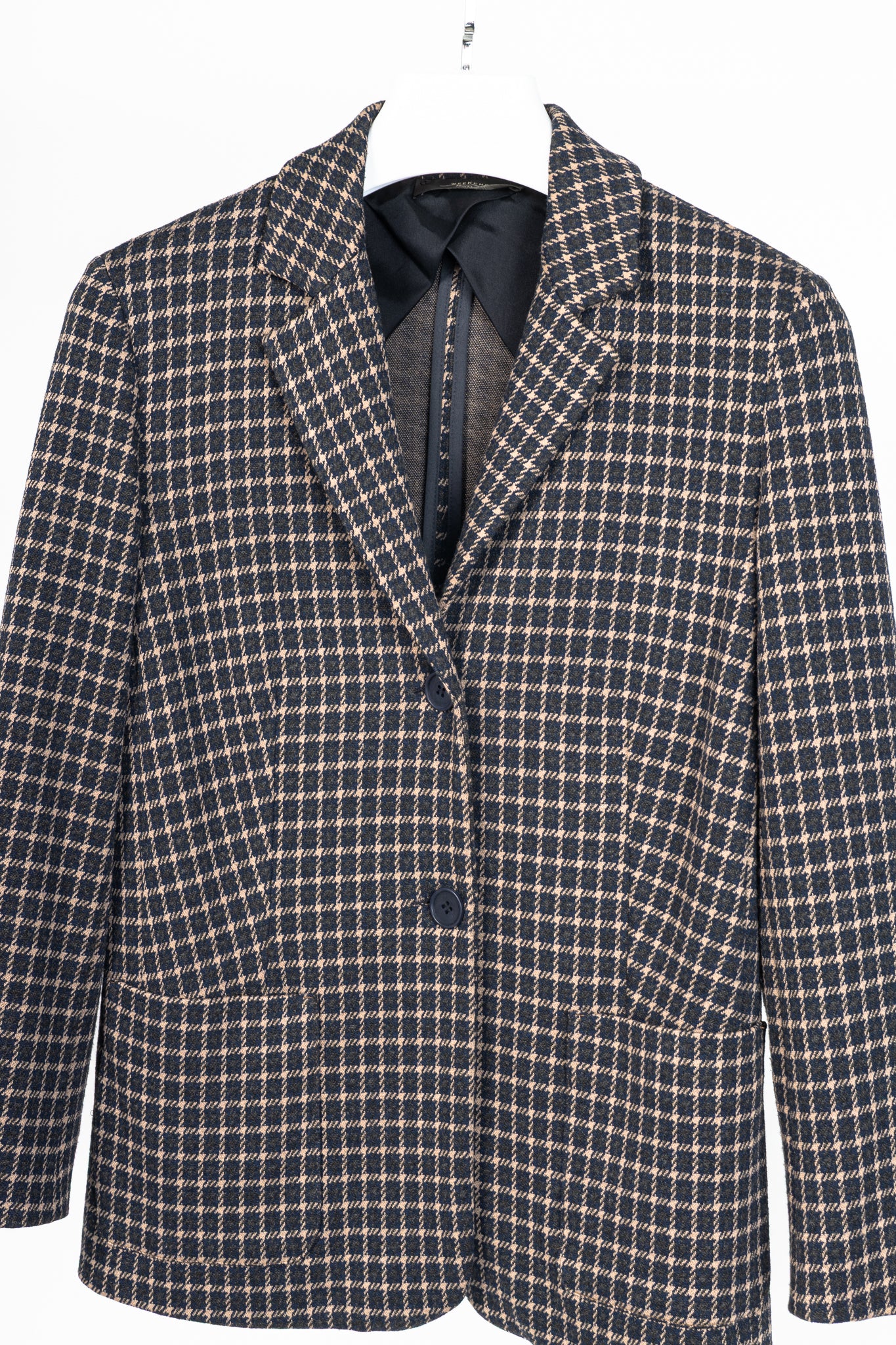 Weekend Max Mara Brown & Navy Plaid Knit Blazer