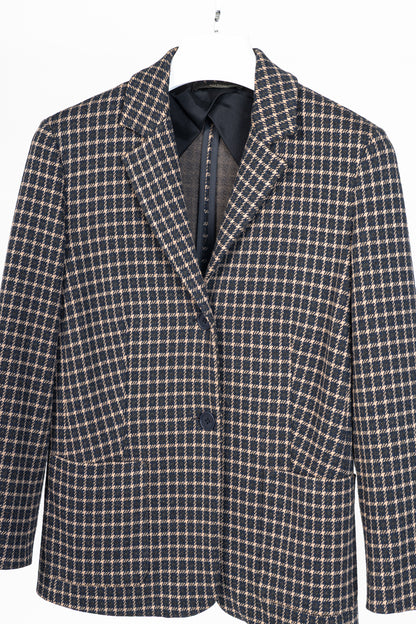 Weekend Max Mara Brown & Navy Plaid Knit Blazer