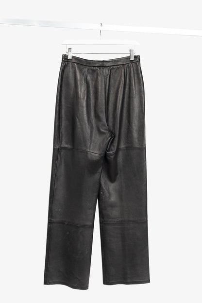 Max Mara Black Leather Straight-Leg Pants