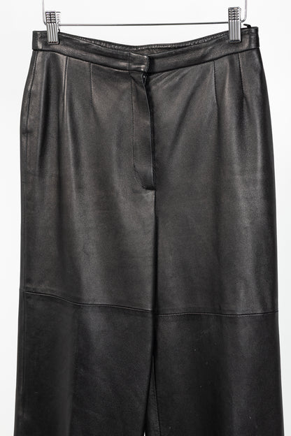 Max Mara Black Leather Straight-Leg Pants