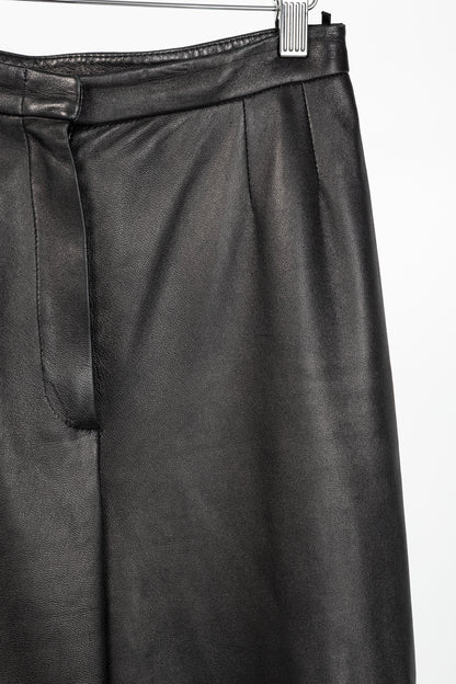 Max Mara Black Leather Straight-Leg Pants