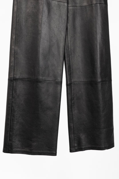 Max Mara Black Leather Straight-Leg Pants