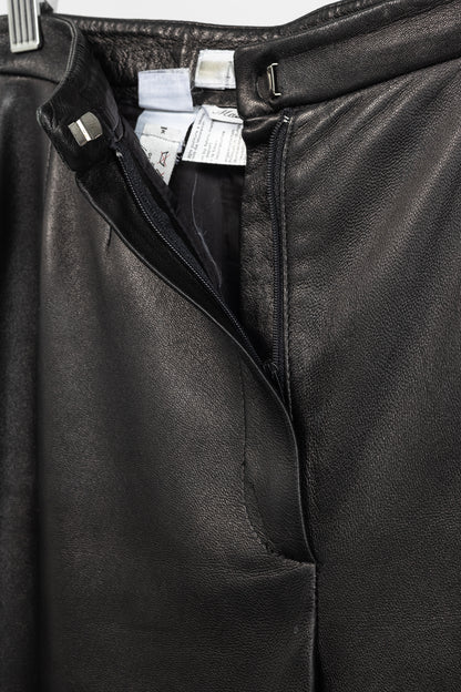 Max Mara Black Leather Straight-Leg Pants