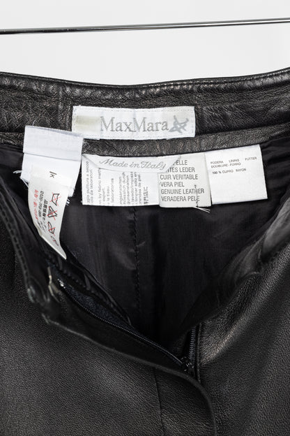 Max Mara Black Leather Straight-Leg Pants