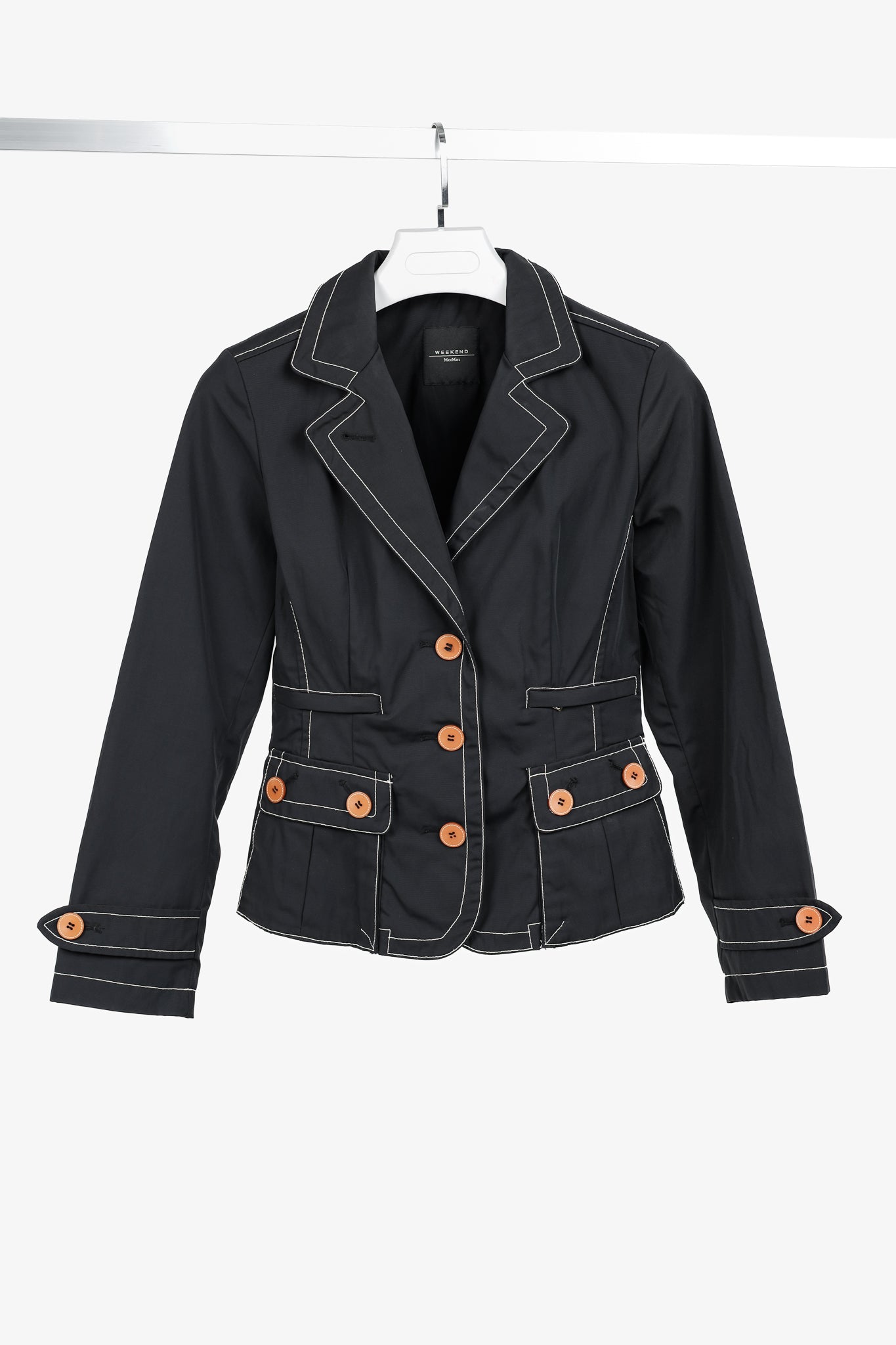 Weekend Max Mara Black Contrast-Stitching Nylon Blazer