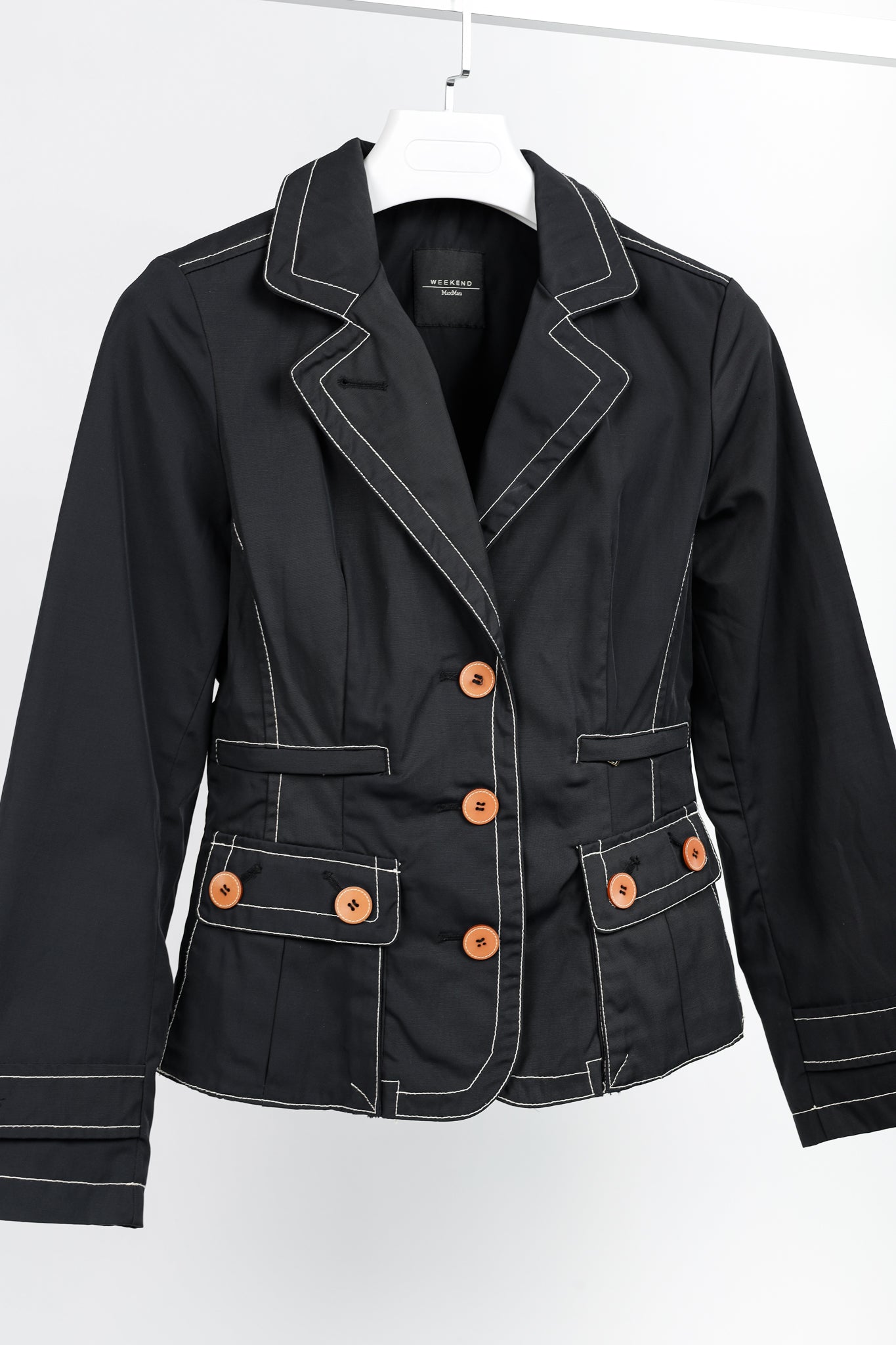 Weekend Max Mara Black Contrast-Stitching Nylon Blazer