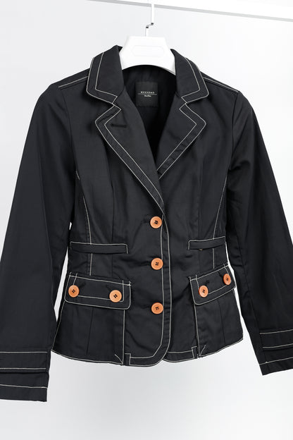 Weekend Max Mara Black Contrast-Stitching Nylon Blazer