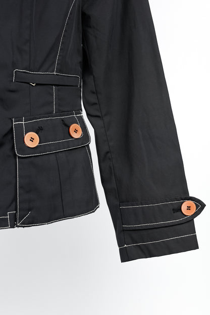 Weekend Max Mara Black Contrast-Stitching Nylon Blazer
