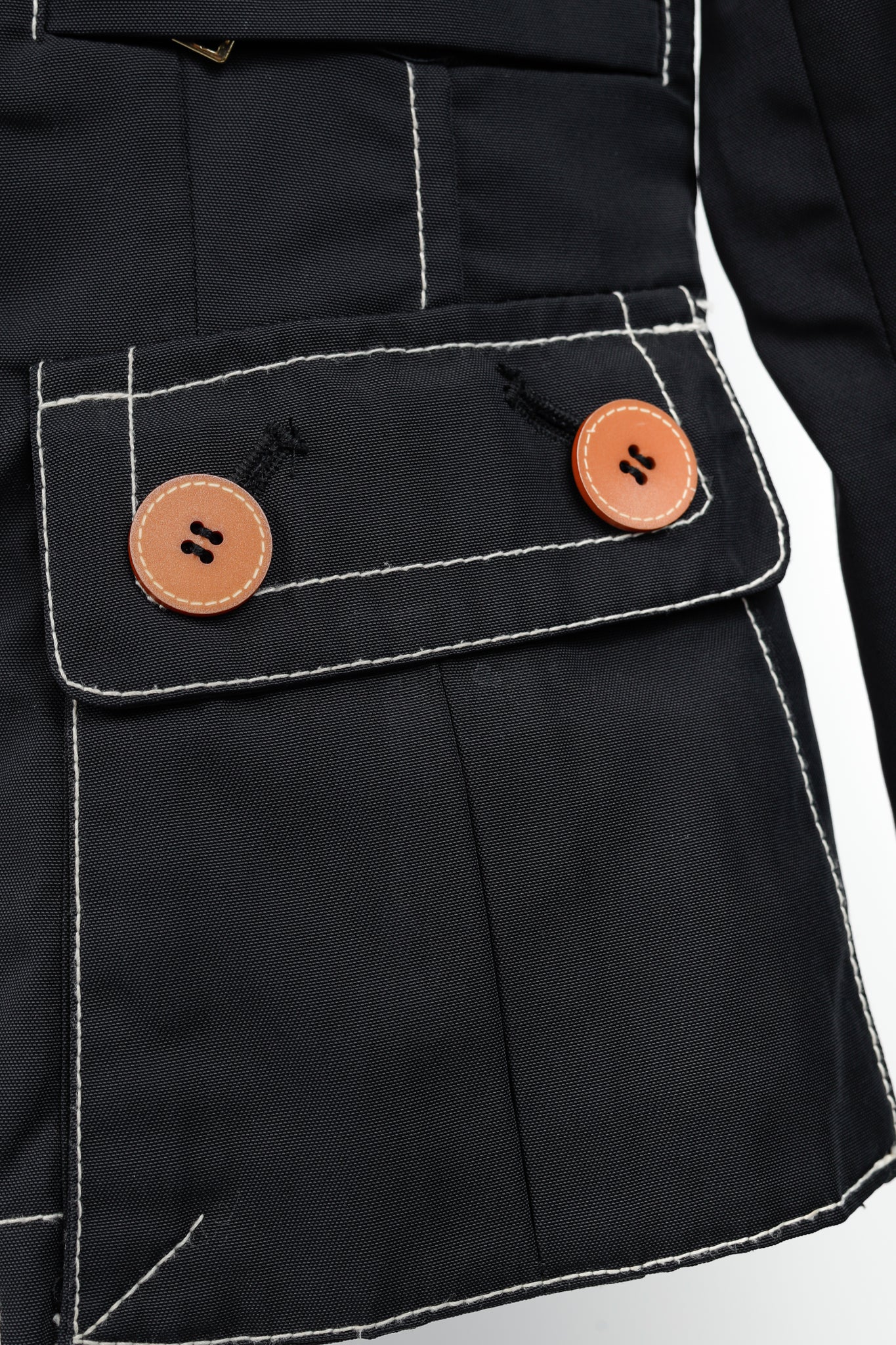 Weekend Max Mara Black Contrast-Stitching Nylon Blazer