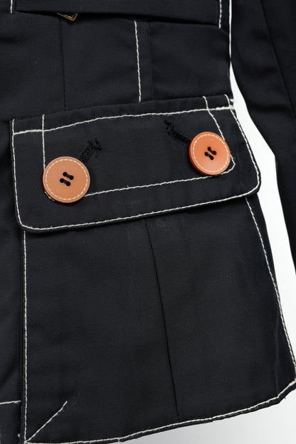 Weekend Max Mara Black Contrast-Stitching Nylon Blazer