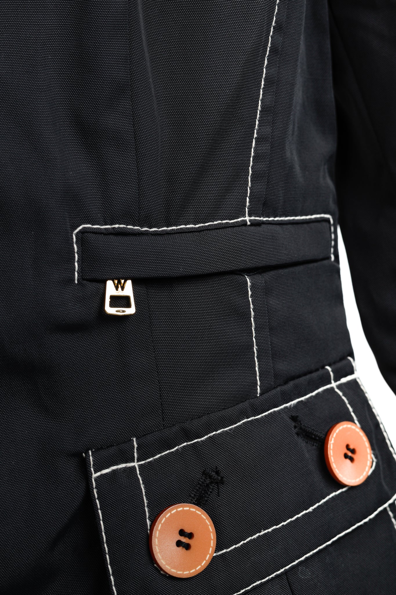 Weekend Max Mara Black Contrast-Stitching Nylon Blazer