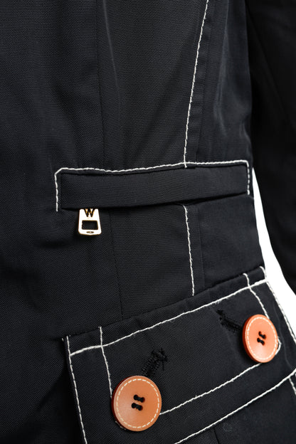 Weekend Max Mara Black Contrast-Stitching Nylon Blazer
