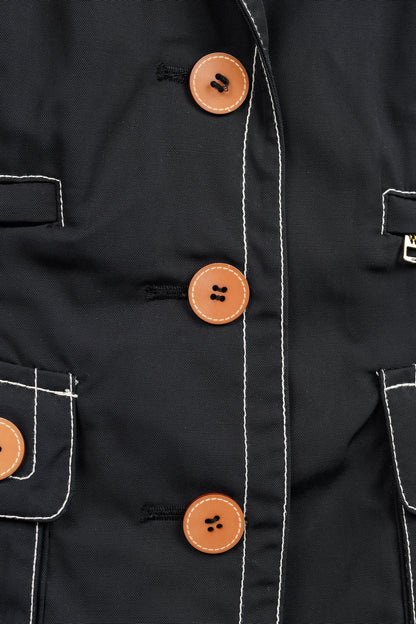 Weekend Max Mara Black Contrast-Stitching Nylon Blazer