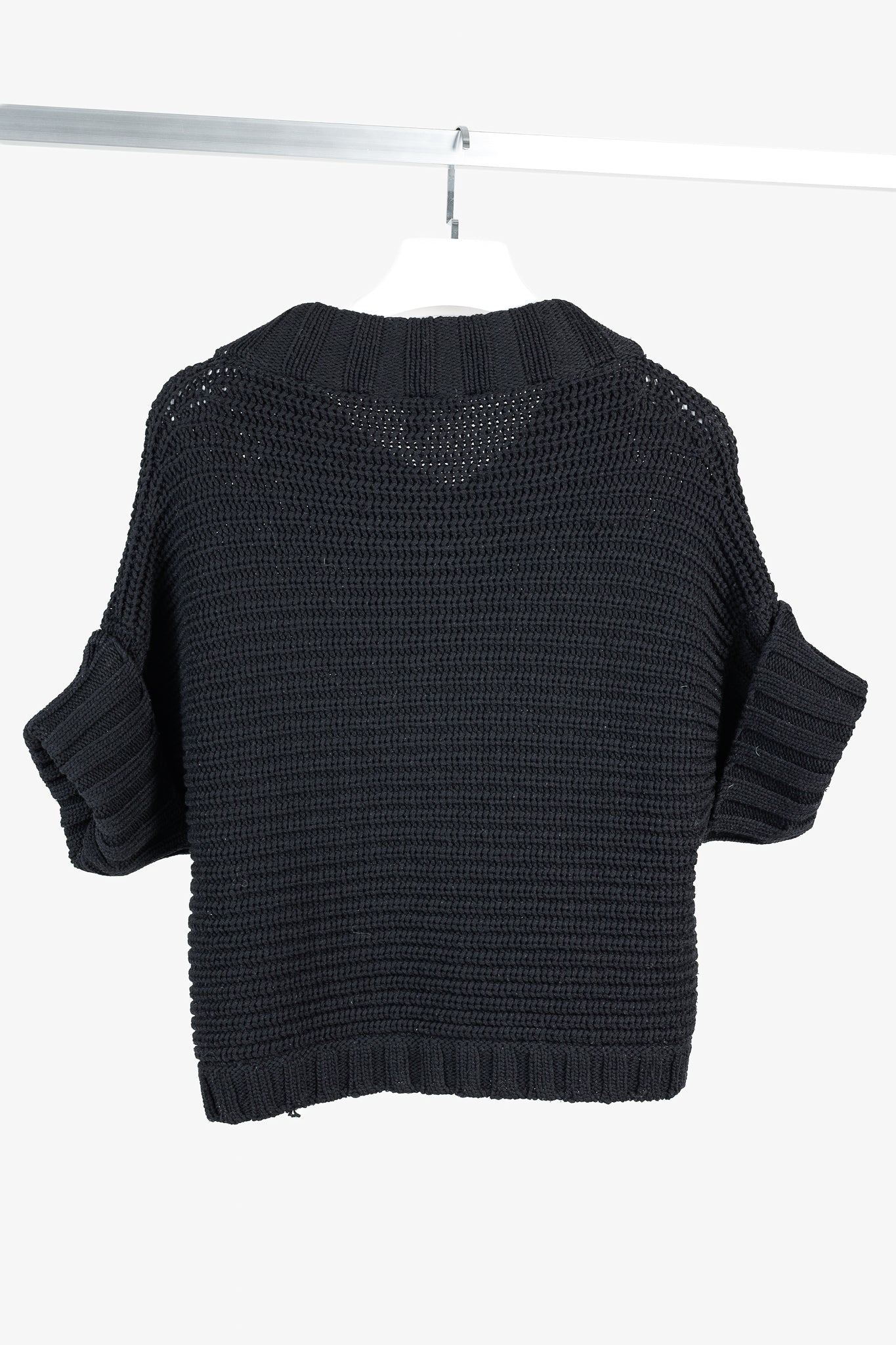 MaxMara Black Chunky Knit Beaded Boxy Cardigan