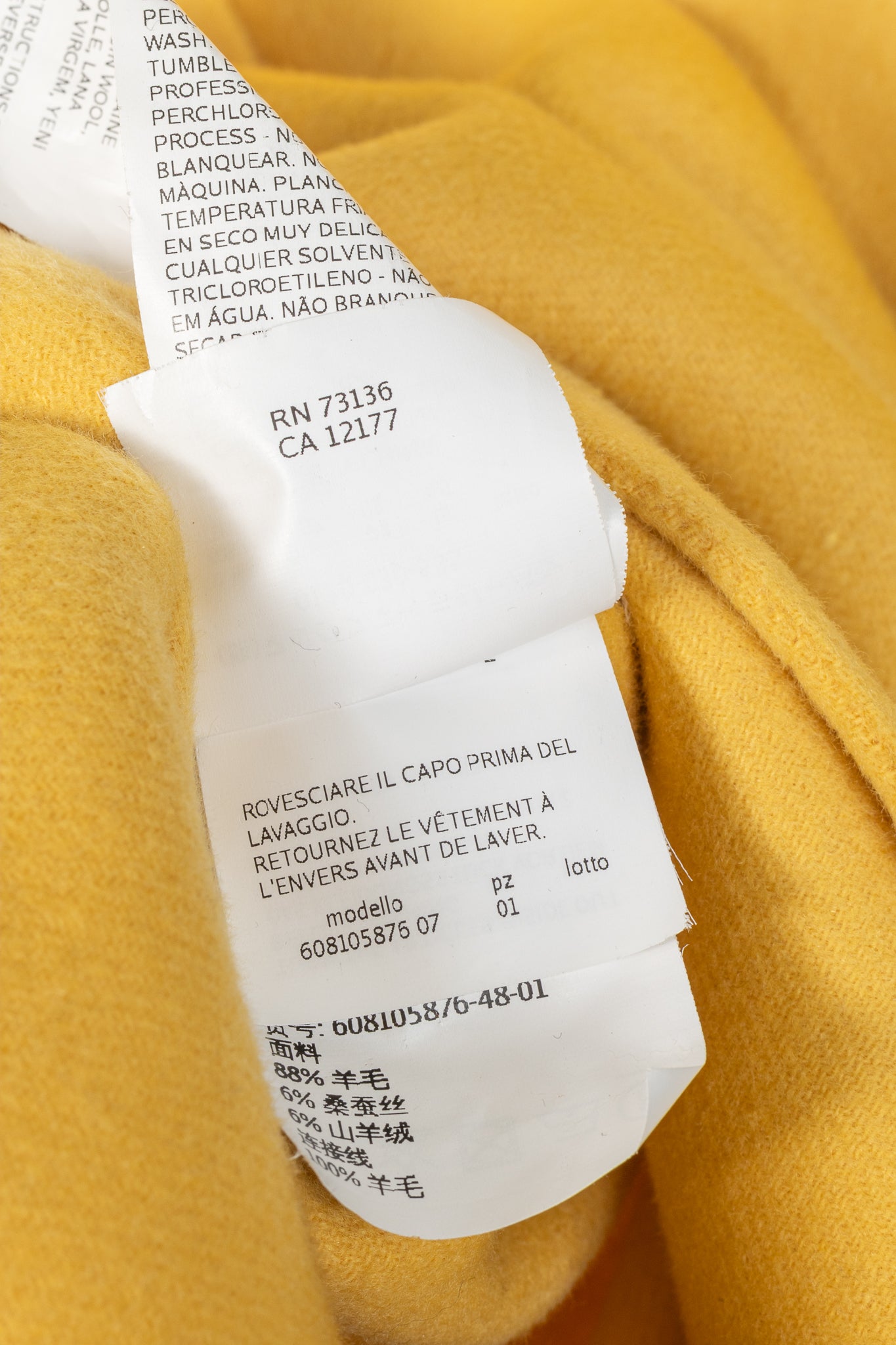Max Mara Studio Yellow Double-Faced Wool Shawl-Collar Coat
