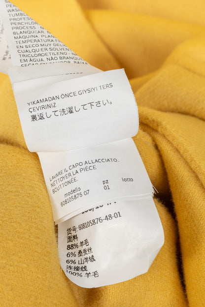 Max Mara Studio Yellow Double-Faced Wool Shawl-Collar Coat