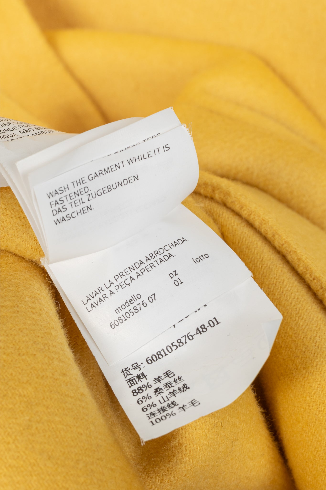 Max Mara Studio Yellow Double-Faced Wool Shawl-Collar Coat