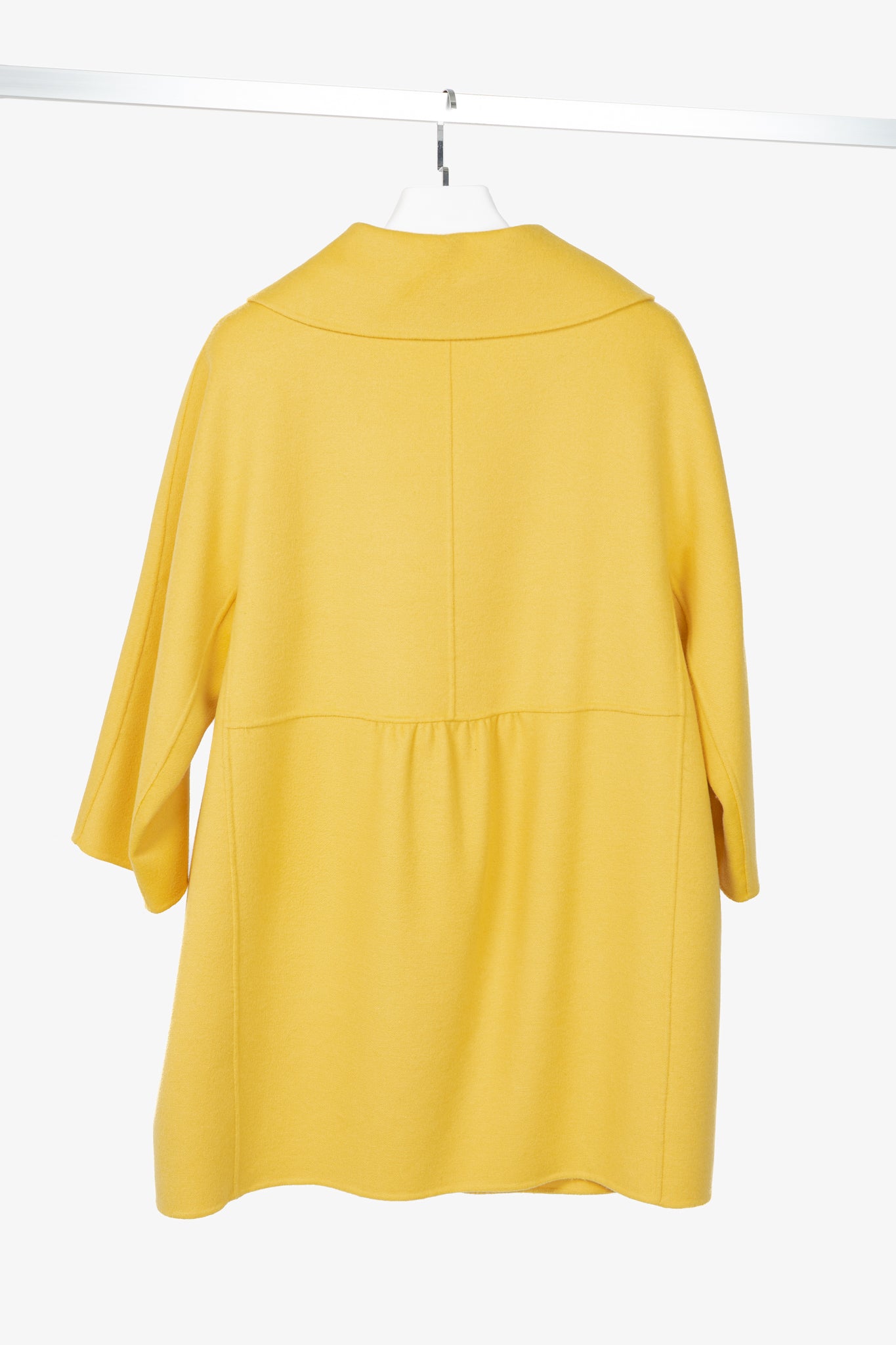 Max Mara Studio Yellow Double-Faced Wool Shawl-Collar Coat