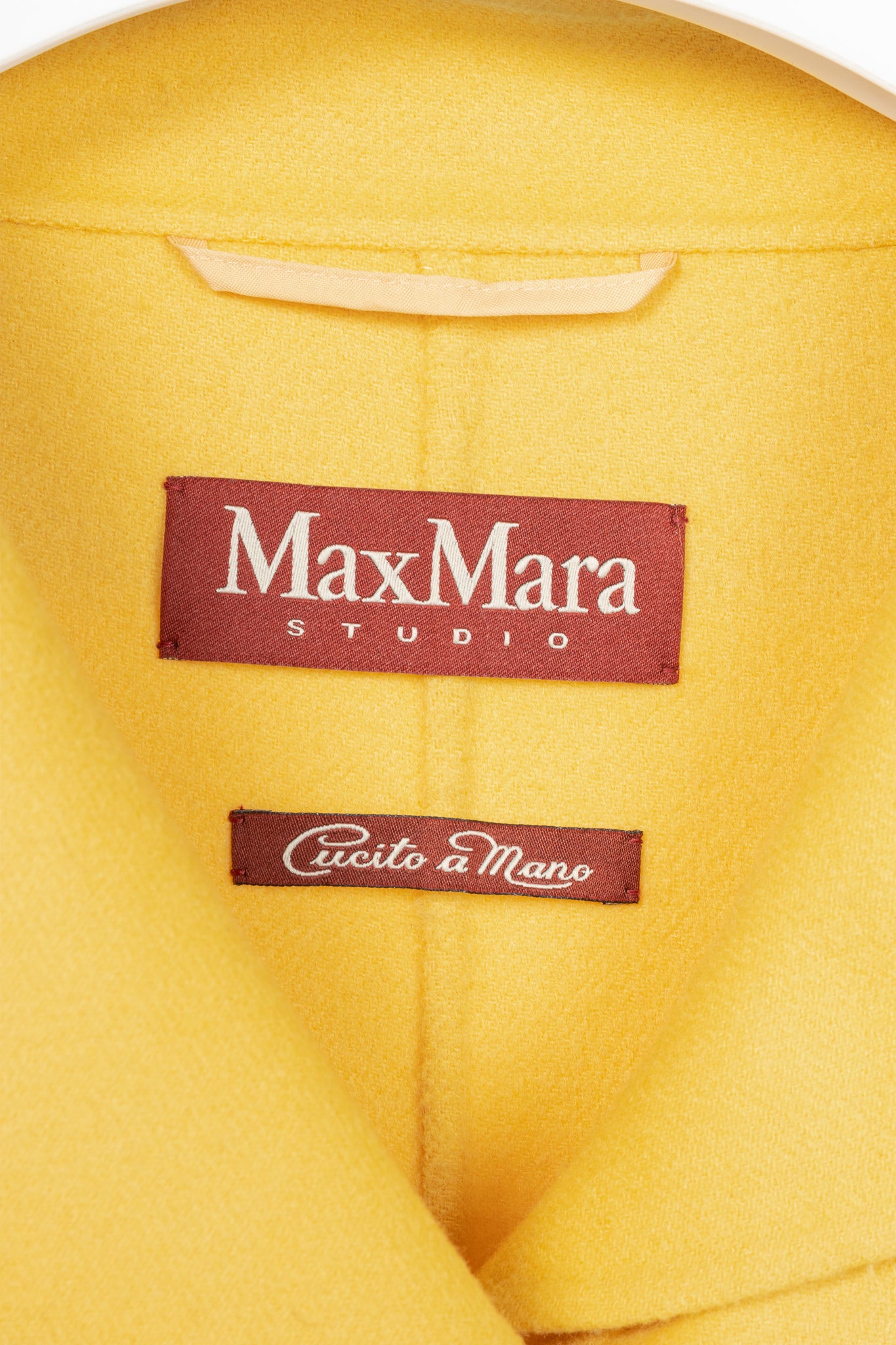 Max Mara Studio Yellow Double-Faced Wool Shawl-Collar Coat