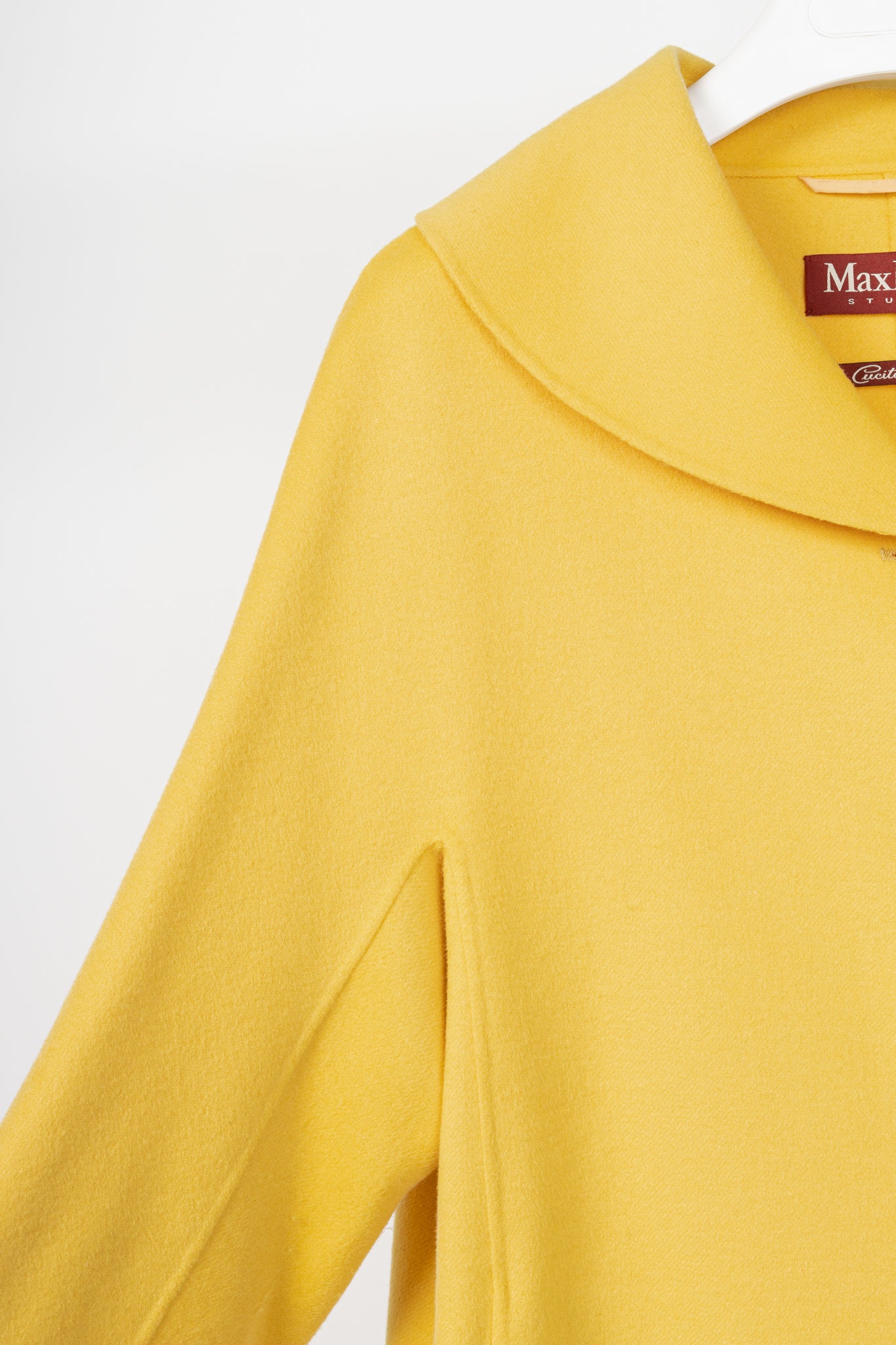 Max Mara Studio Yellow Double-Faced Wool Shawl-Collar Coat