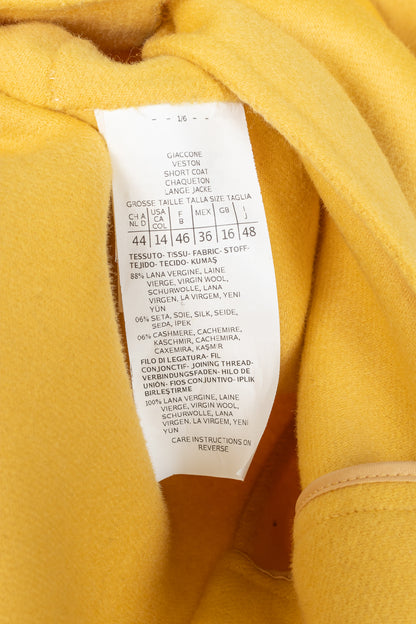 Max Mara Studio Yellow Double-Faced Wool Shawl-Collar Coat