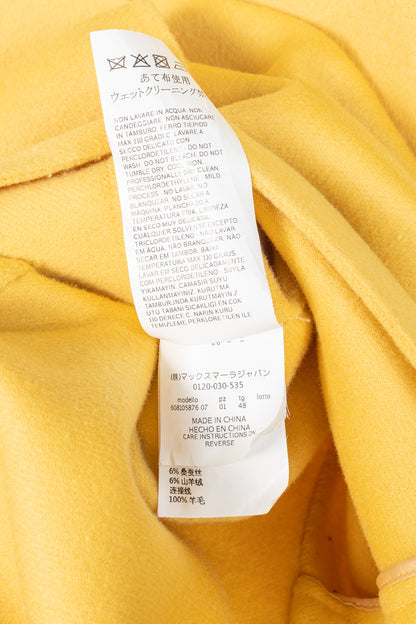 Max Mara Studio Yellow Double-Faced Wool Shawl-Collar Coat