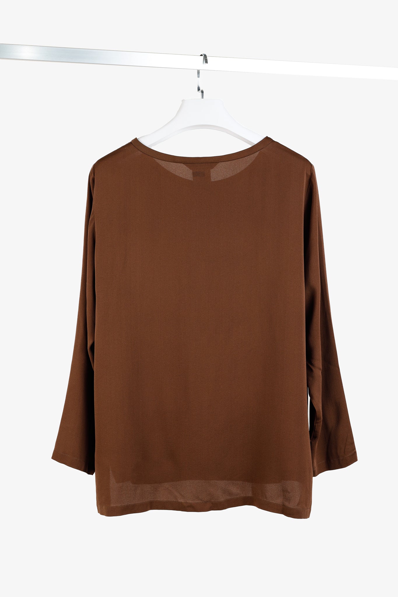Max Mara Brown Silk Long-Sleeve Blouse