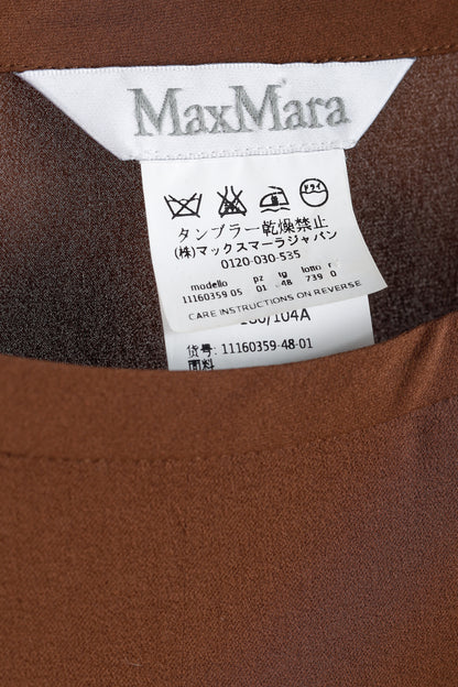 Max Mara Brown Silk Long-Sleeve Blouse