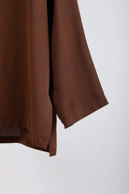 Max Mara Brown Silk Long-Sleeve Blouse