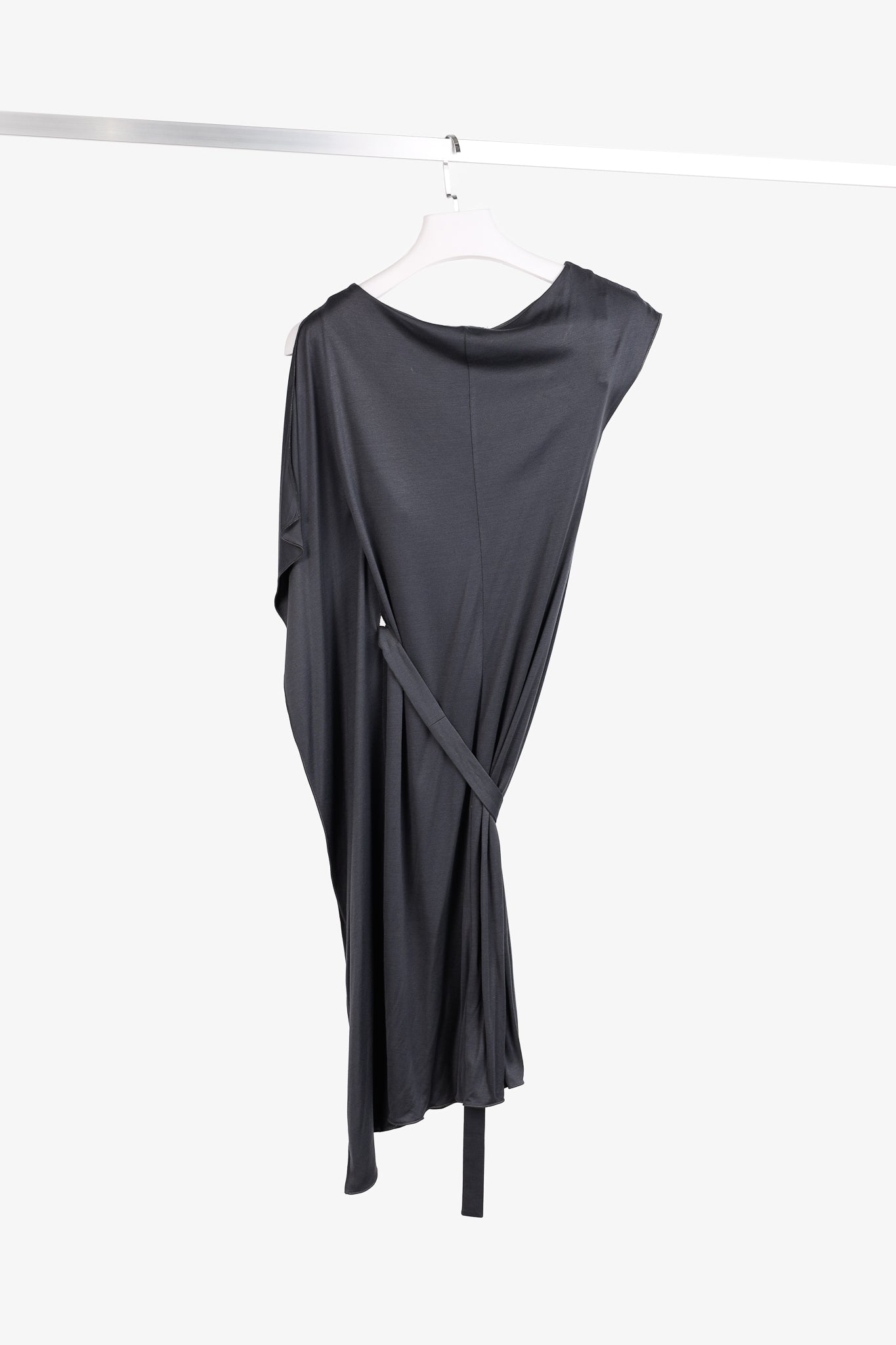 Max Mara Grey Jersey Belted Draped Mini Dress