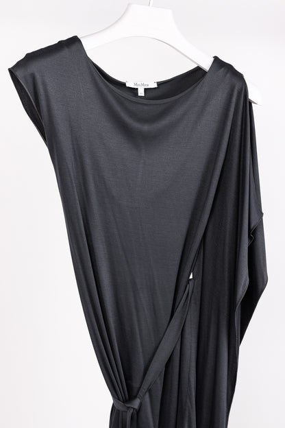 Max Mara Grey Jersey Belted Draped Mini Dress