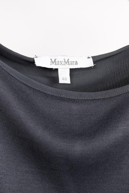 Max Mara Grey Jersey Belted Draped Mini Dress