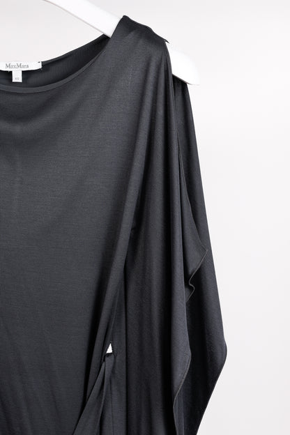 Max Mara Grey Jersey Belted Draped Mini Dress