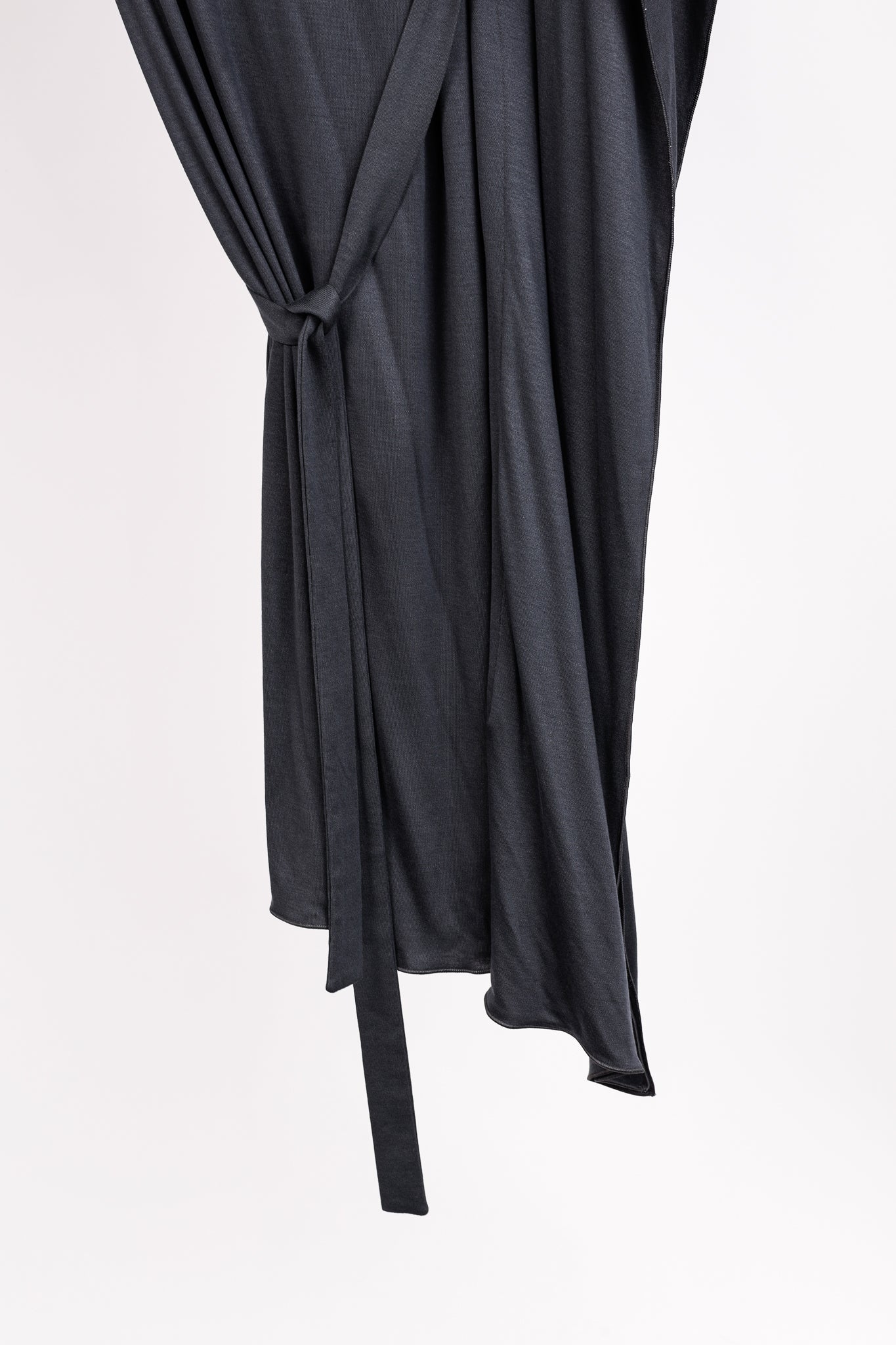 Max Mara Grey Jersey Belted Draped Mini Dress