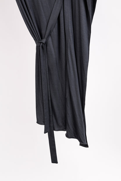 Max Mara Grey Jersey Belted Draped Mini Dress