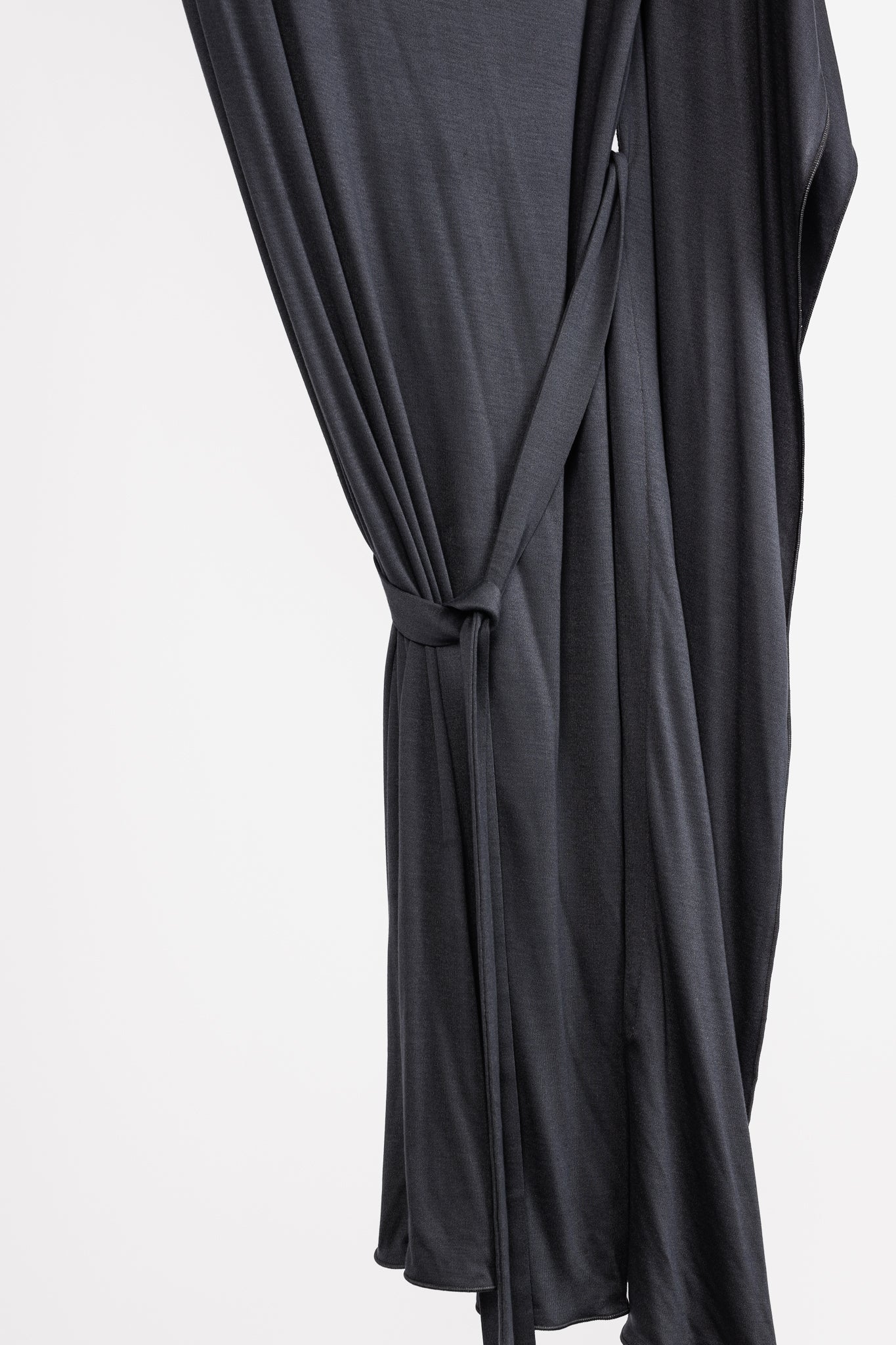 Max Mara Grey Jersey Belted Draped Mini Dress