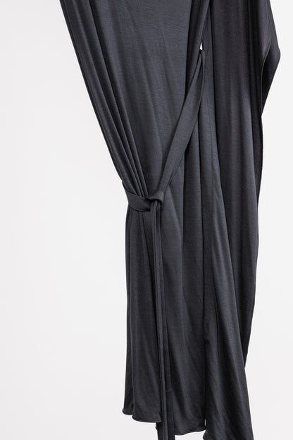 Max Mara Grey Jersey Belted Draped Mini Dress